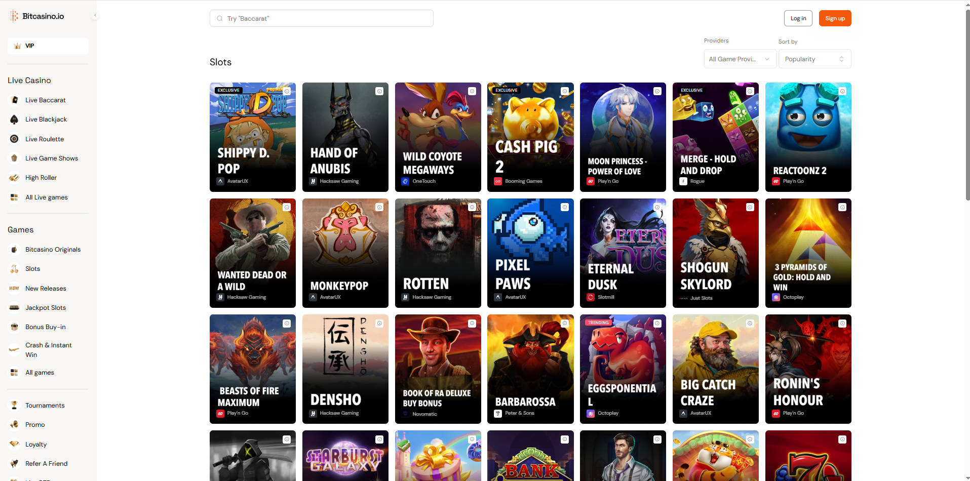 Bitcasino.io Slot Games